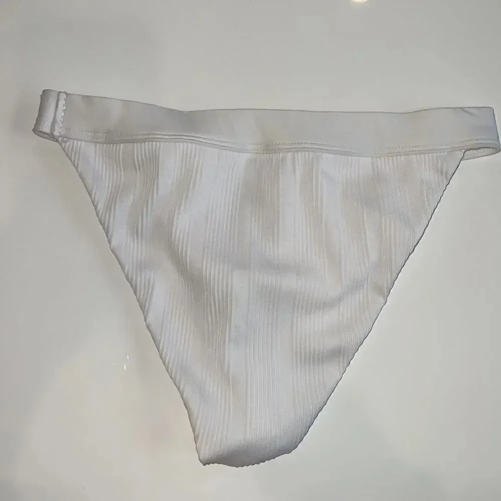 New VYB Standard Maya Vintage High Waist Swimsuit Bikini Bottom Medium WHITE